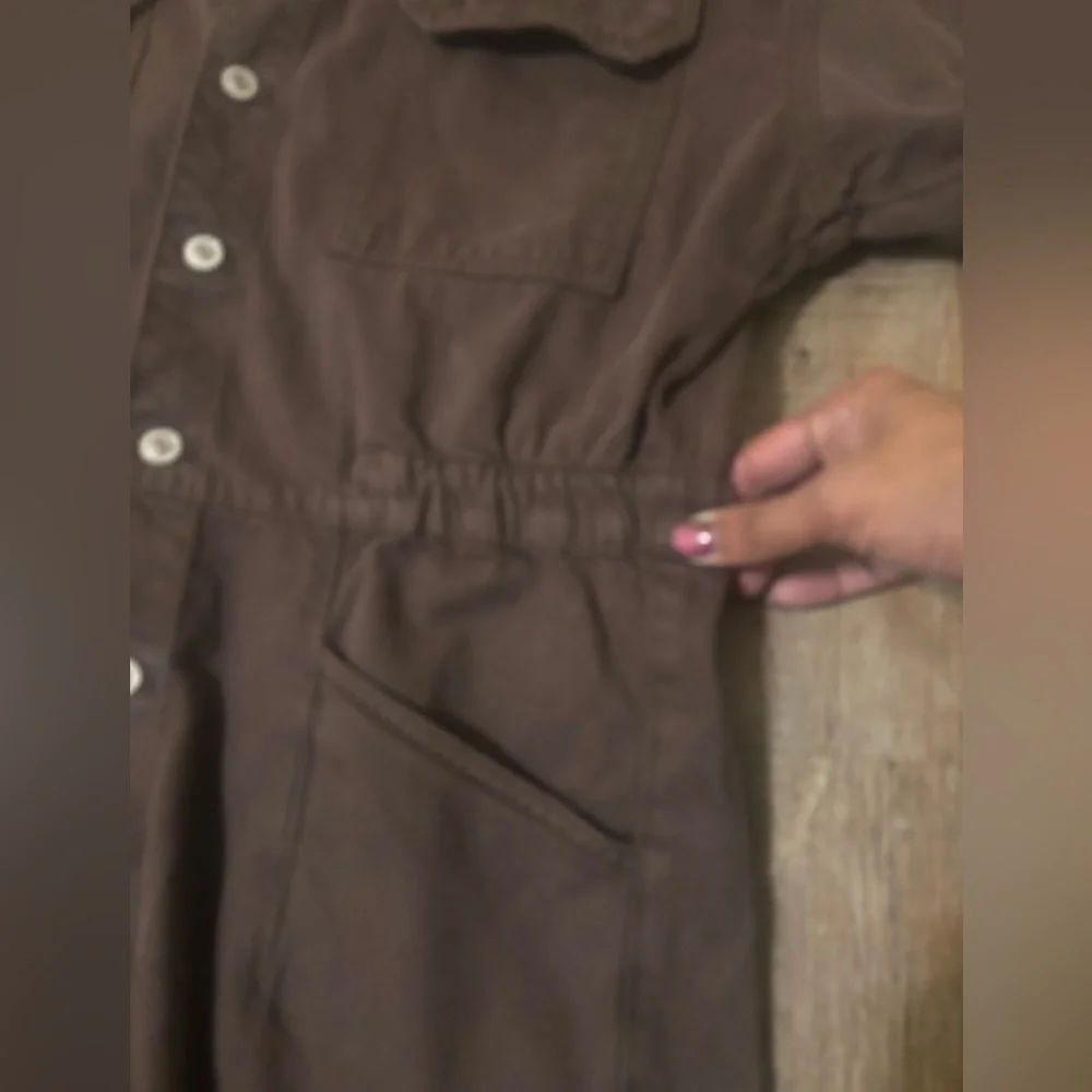 Free People Brown Short-Sleeve Denim Romper - Picture 9 of 16